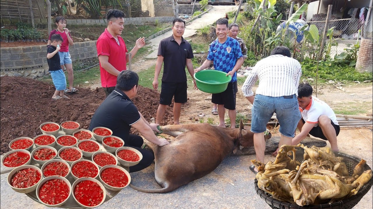 Ngả bò, lợn, gà cỗ ăn hỏi to nhất bản | Nhịp Sống Tây Bắc