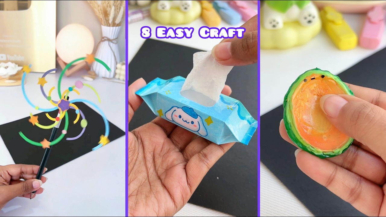 8 Easy craft ideas / miniature craft / how to make / DIY school project. / Helena's Craft