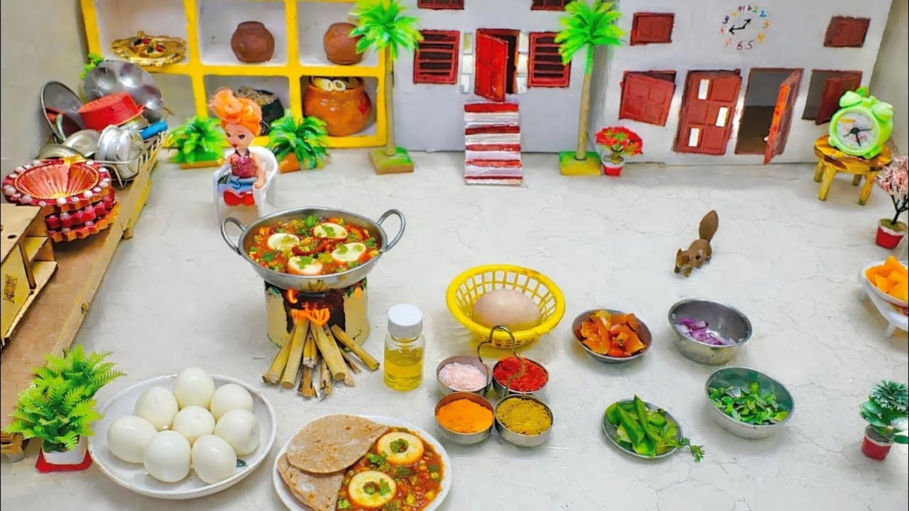 Dhaba Style Miniature Egg Curry Recipe | Anda Curry Recipe in Mini Kadai | Miniature Village cooking