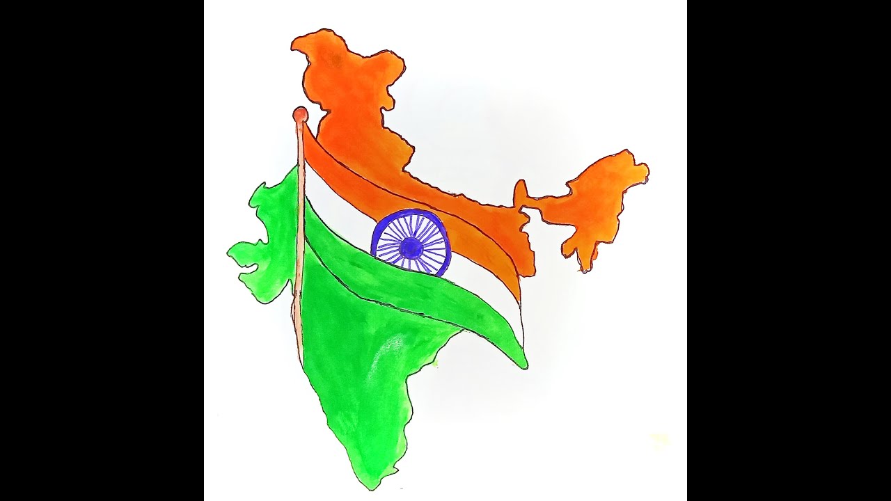 🇮🇳 Indian map drawing with flag 🇮🇳 