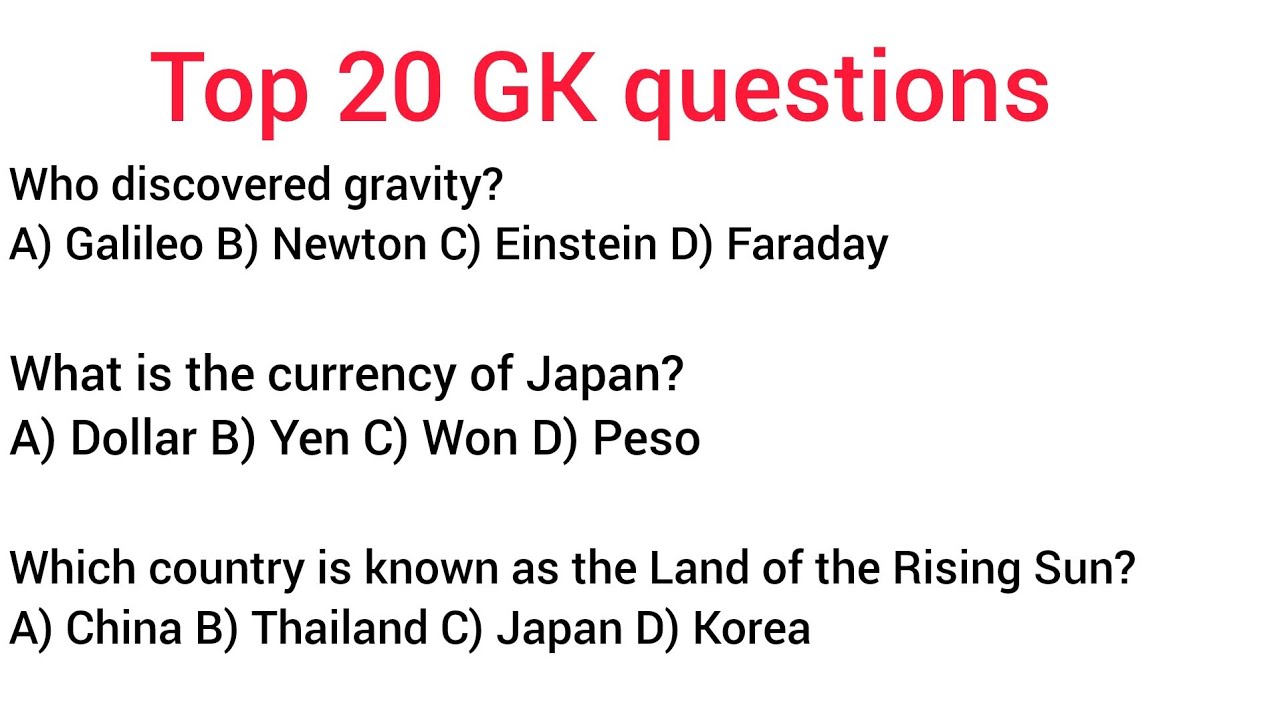 TOP 20 GK QUESTIONS 