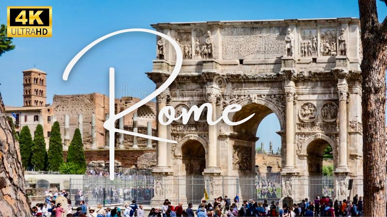 Rome Italy [4k] - Walking Tour From Arch of Constantine To Colosseum and Roman Forum - Rome 2022