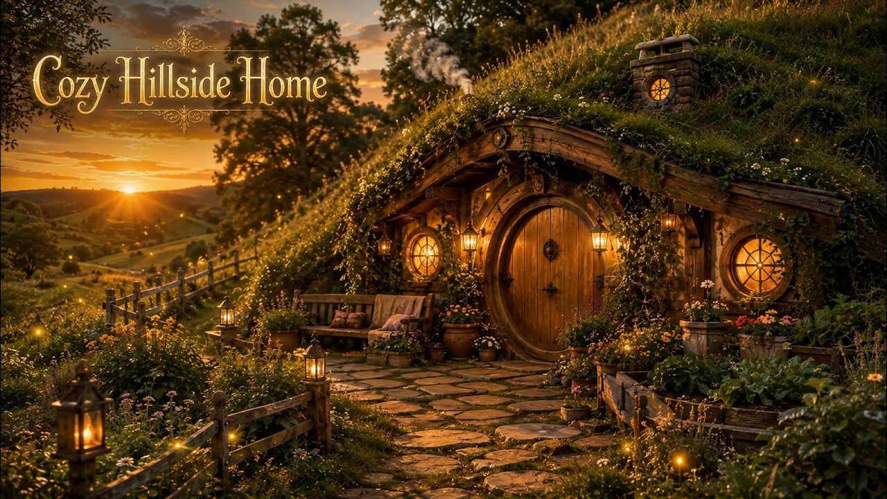 Cozy Hobbit Home Ambience 🌿 | 4K Fantasy Sleep World (Relaxing Music)