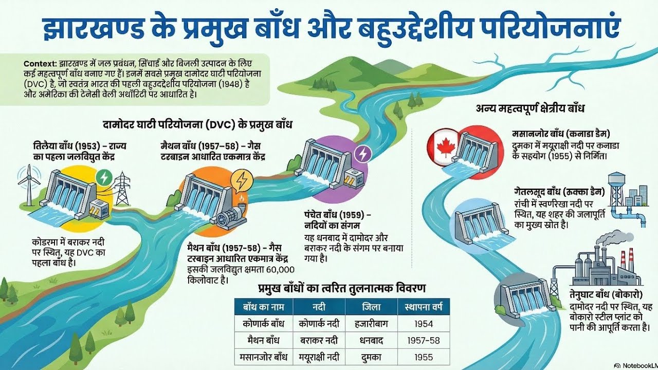 झारखंड के प्रमुख बाँध और बहुउद्देशीय परियोजनाएँ | Dams of Jharkhand | JPSC & JSSC Special .