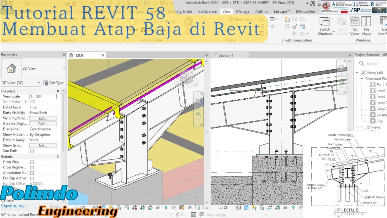 Учебное пособие по Autocad REVIT 58: создание стальной крыши в Revit