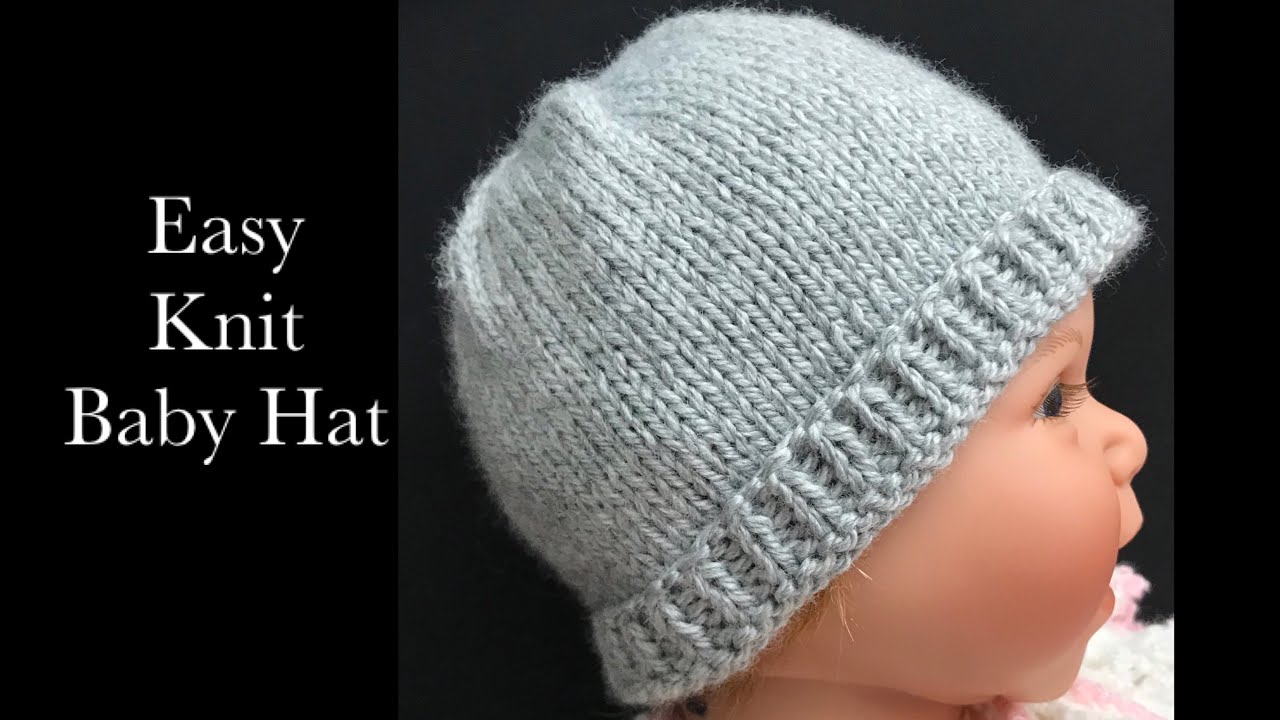 Easy Knit Baby Hat for NB to 12 months, Magic Loop method, Easy Knit Baby Hats, Knitting for Baby