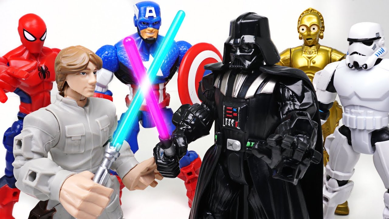 Star Wars Darth Vader appeared! Help me! Marvel Spider Man, Captain America! - DuDuPopTOY