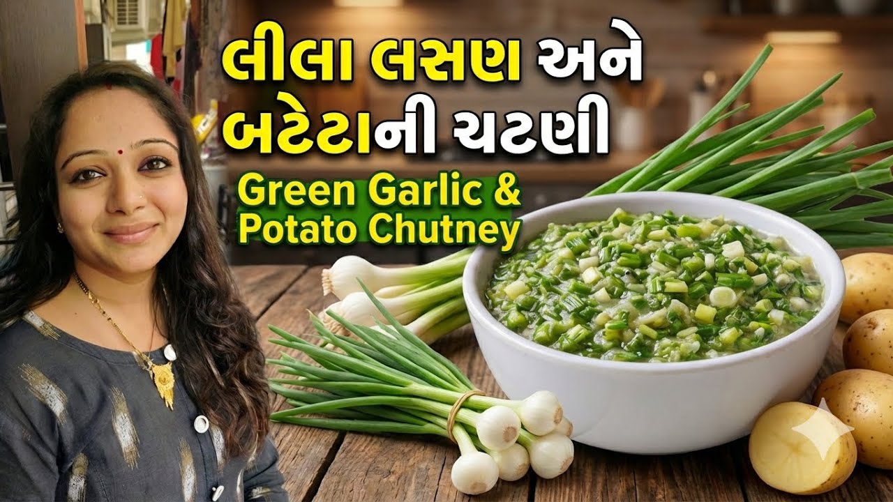 લીલા લસણ અને બટેટાની ચટણી બનાવવાની રીત | How to make Green Garlic & Potato Chutney