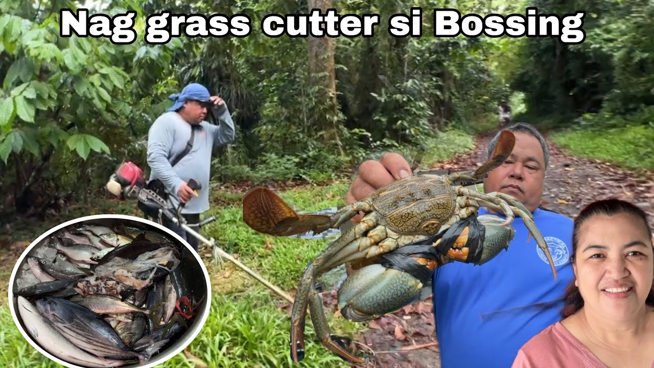 Nag grass cutter si Bossing + bumili kami ng isda kana Hycen