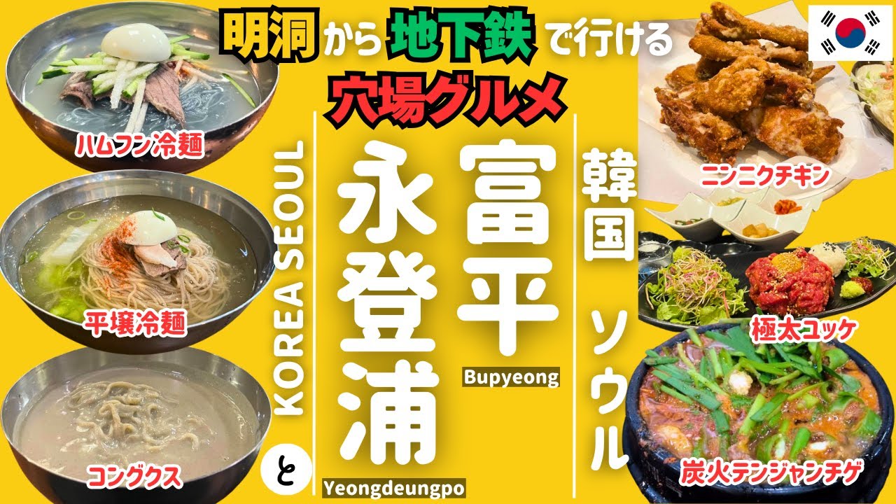 【韓国 ソウル🇰🇷グルメ】明洞から地下鉄で行ける穴場ソウルグルメ旅 | 永登浦 | 富平 | 영등포 | 부평구 | コングクス | 平壌冷麺 | 1人飯 | 2024 最新 | 서울 맛집