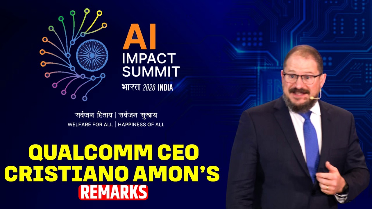 Qualcomm CEO Cristiano Amon का Delhi के Bharat Mandapam में आयोजित IndiaAI Impact Summit में भाषण