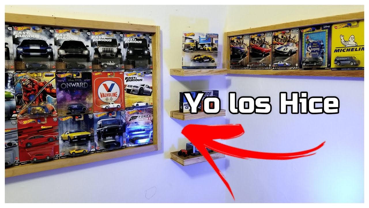 HICE EXHIBIDOR PARA HOT WHEELS PREMIUM Y REPISAS PARA MIS FUNKO POP BY ROOKIE WHEELS