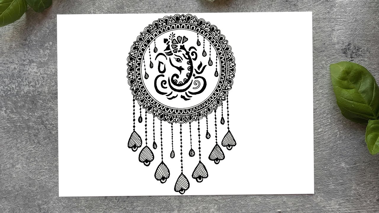 Easy Ganesh Mandala Art | Simple Ganpati Bappa Sketch Drawing for Beginners | Festival Special