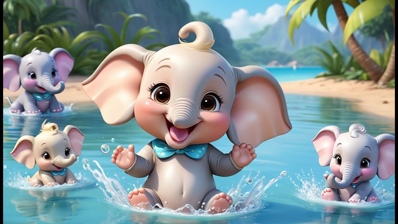 🐘 Baby Elephants Splashing Water Everywhere 💦🎶 | Fun Action & Learning Song for Toddlers