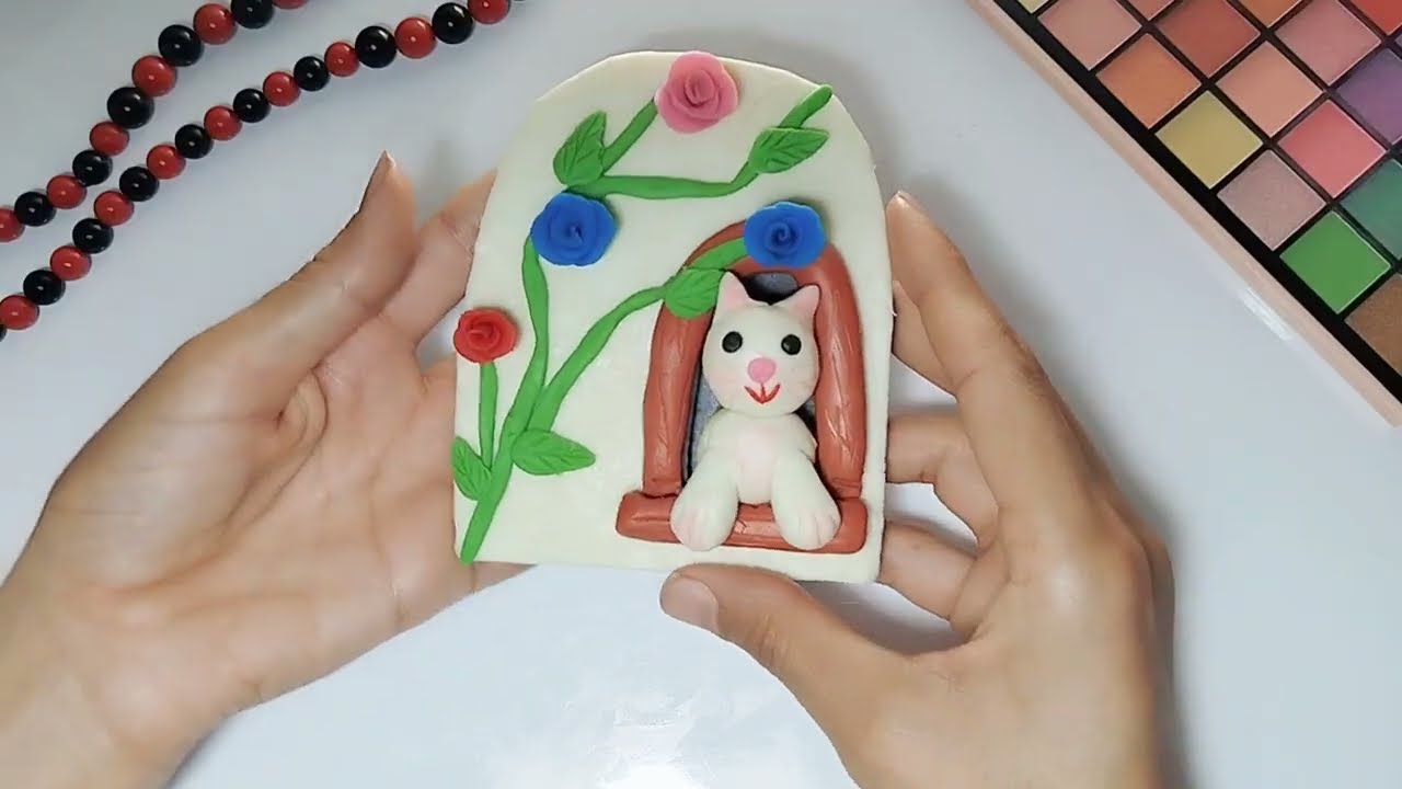 Making a cat wall decor with clay | Creative and artistic tutorial with clay۳۰ دسامبر ۲۰۲۵