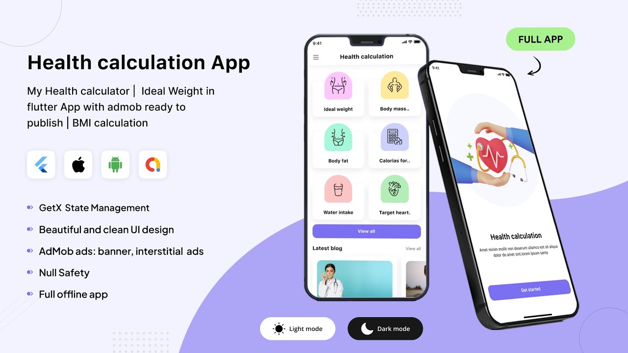 My Health calculator | Ideal Weight in flutter App with admob ready to publish