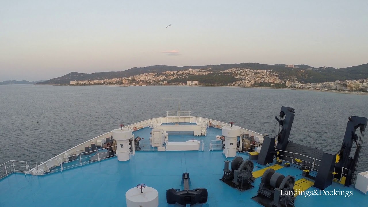 Departure of ferry NISSOS RODOS from Kavala, Greece