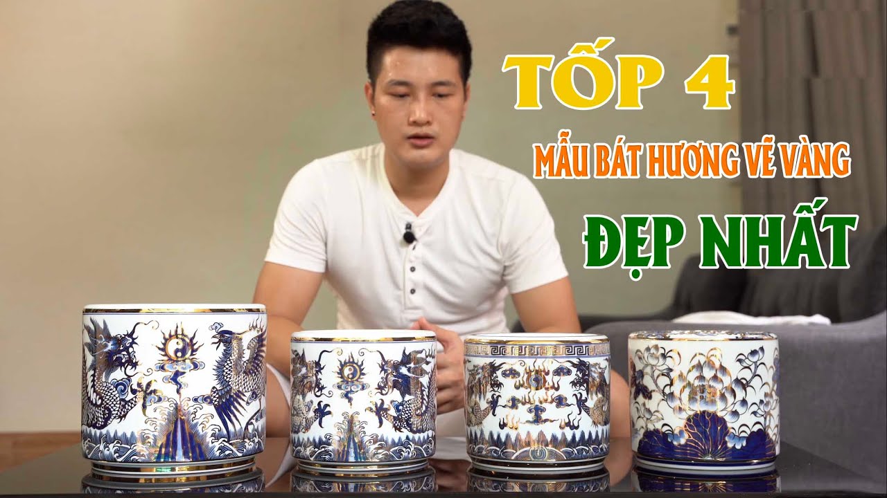 Những Mẫu Bát Hương Vẽ Vàng 24K Cao Cấp , Bát Hương sứ bát tràng loại đẹp .