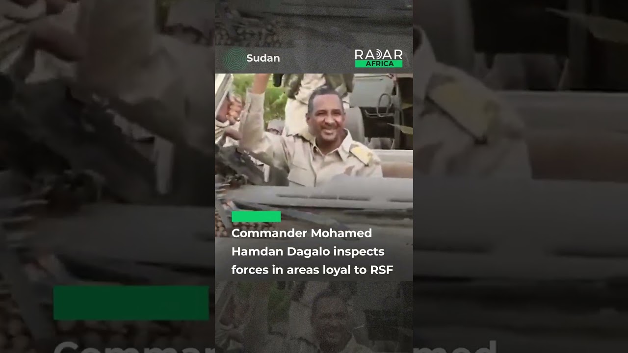 Commander Mohamed Hamdan Dagolo inspects forces in areas loyal to RSF