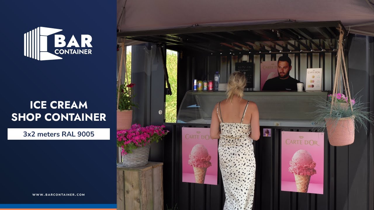 Ice Cream Shop Container 3x2 meters RAL 9005