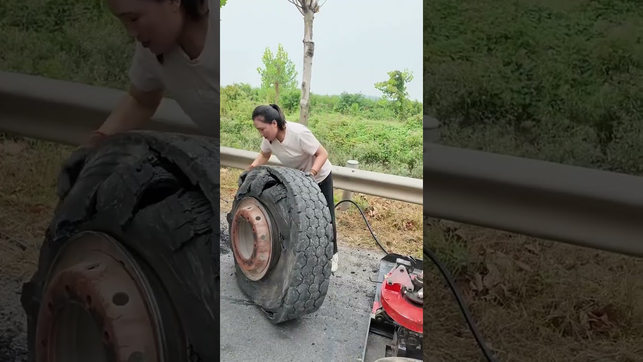 Female Mechanic Rescue Truck Tire Replacement!