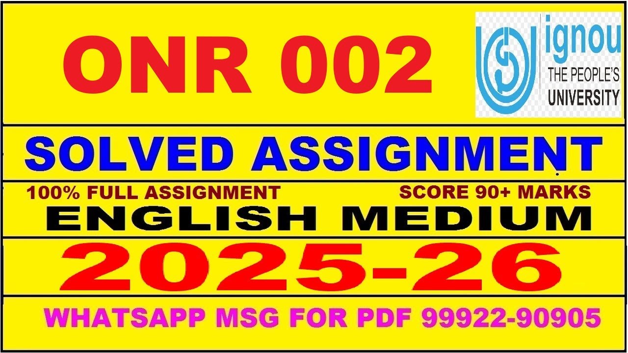 ONR 002 solved assignment 2025-26 in English || onr 002 solved assignment 2026 || onr2 2025-26