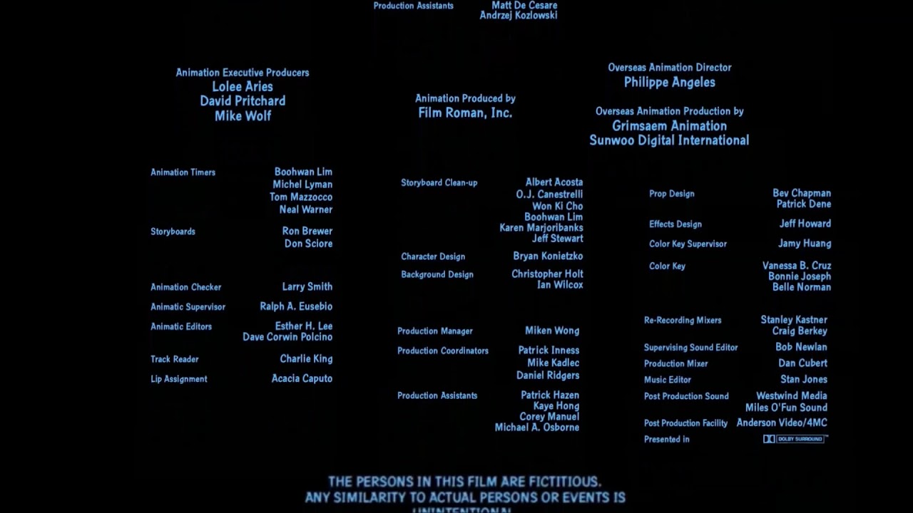 Family Guy credits but they're scrolling