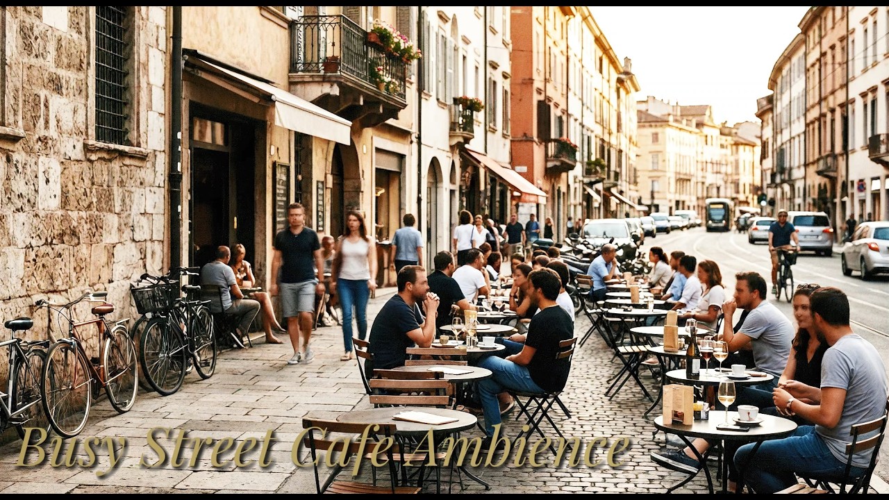 Busy Street Cafe — Soft Conversation & Light City Traffic (No Music) | 1 Hour Ambience