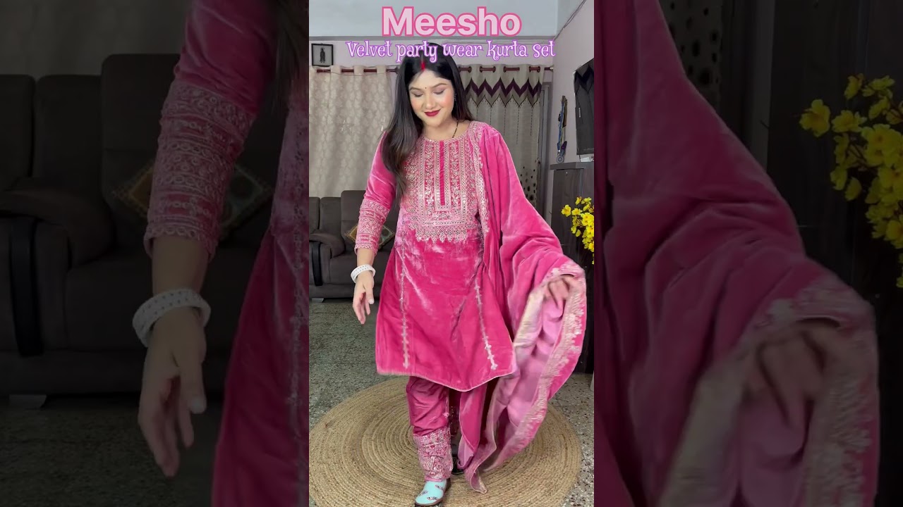 6 Velvet party wear,velvet  kurta set, meesho kurta set, #meesho #partywear #velvetkurtaset #winter