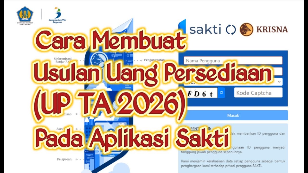 Cara Membuat Usulan Uang Persediaan UP Tahun Anggaran 2026 Pada Aplikasi Sakti