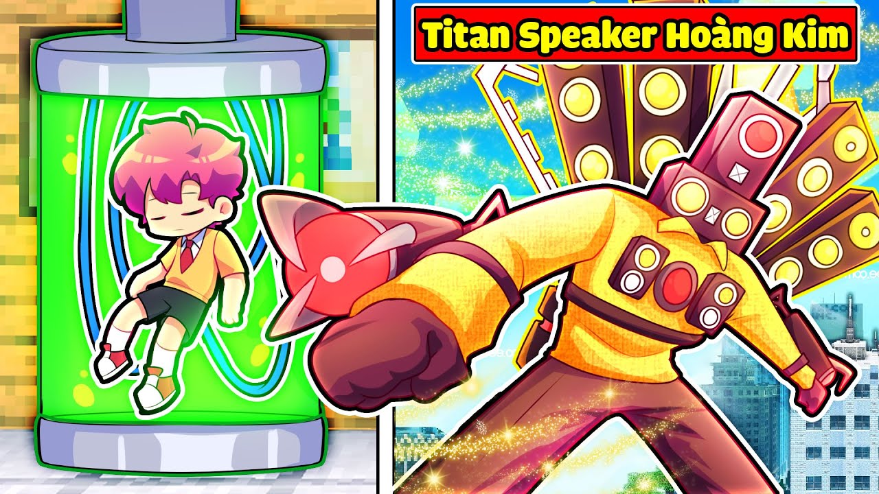 HIHA THỬ THÁCH 24 GIỜ TRỞ THÀNH TITAN SPEAKER HOÀNG KIM TRONG MINECRAFT * TITAN SPEAKER HOÀNG KIM 🤩