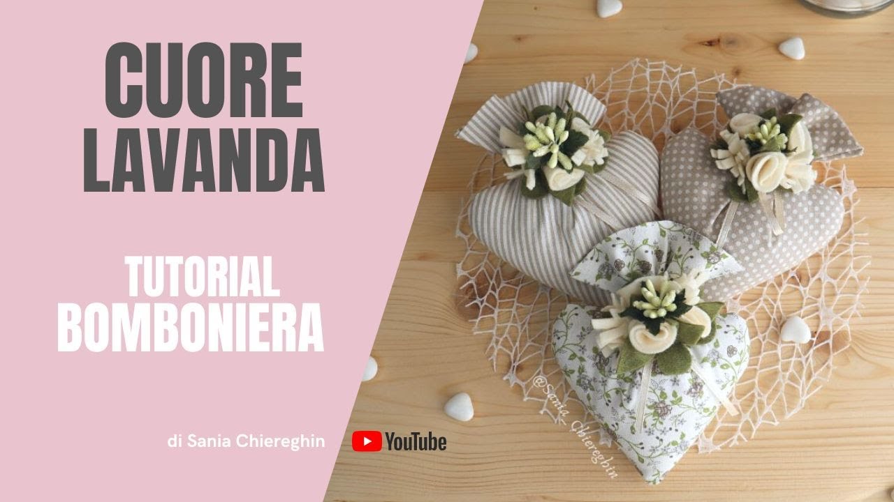 Cuore in stoffa alla Lavanda - idea bomboniera matrimonio fai da te - con cartamodello gratis - diy