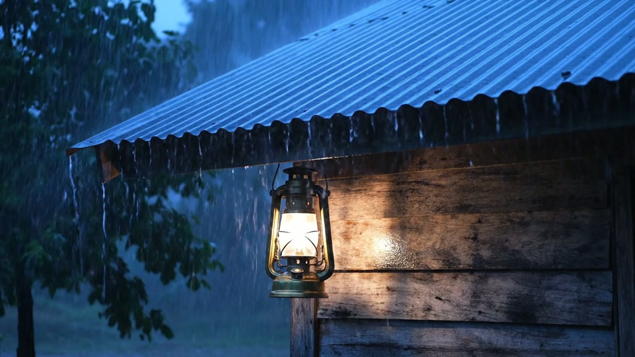 No Ads Rain Sounds for Sleeping - ASMR Heavy Rain and Thunder on Tin Roof for Chronic Sleeplessness