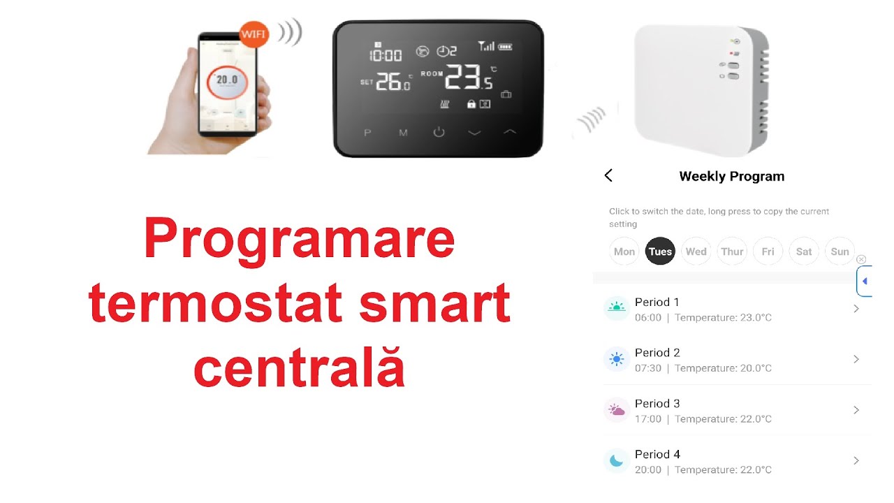 Programare temperatură pe ore și zile la termostatul smart centrală &icirc;n aplicația Smart Life sau Tuya
