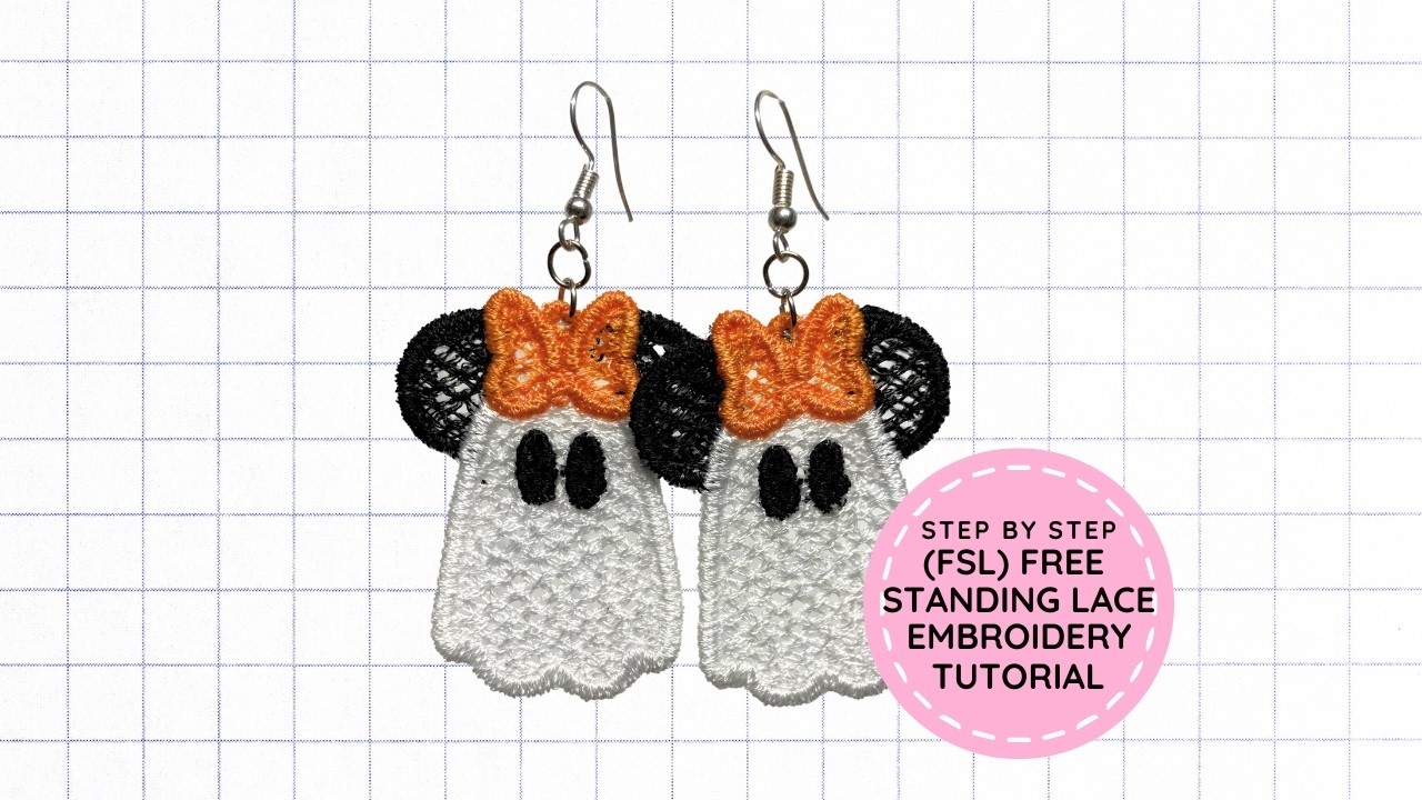 FSL Free Standing Lace Embroidered Earrings Tutorial | Yesenia