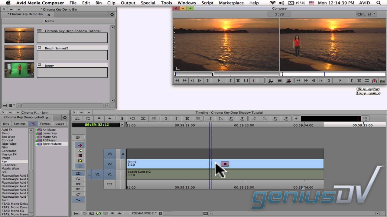 Avid Media Composer Chroma Key Drop Shadow