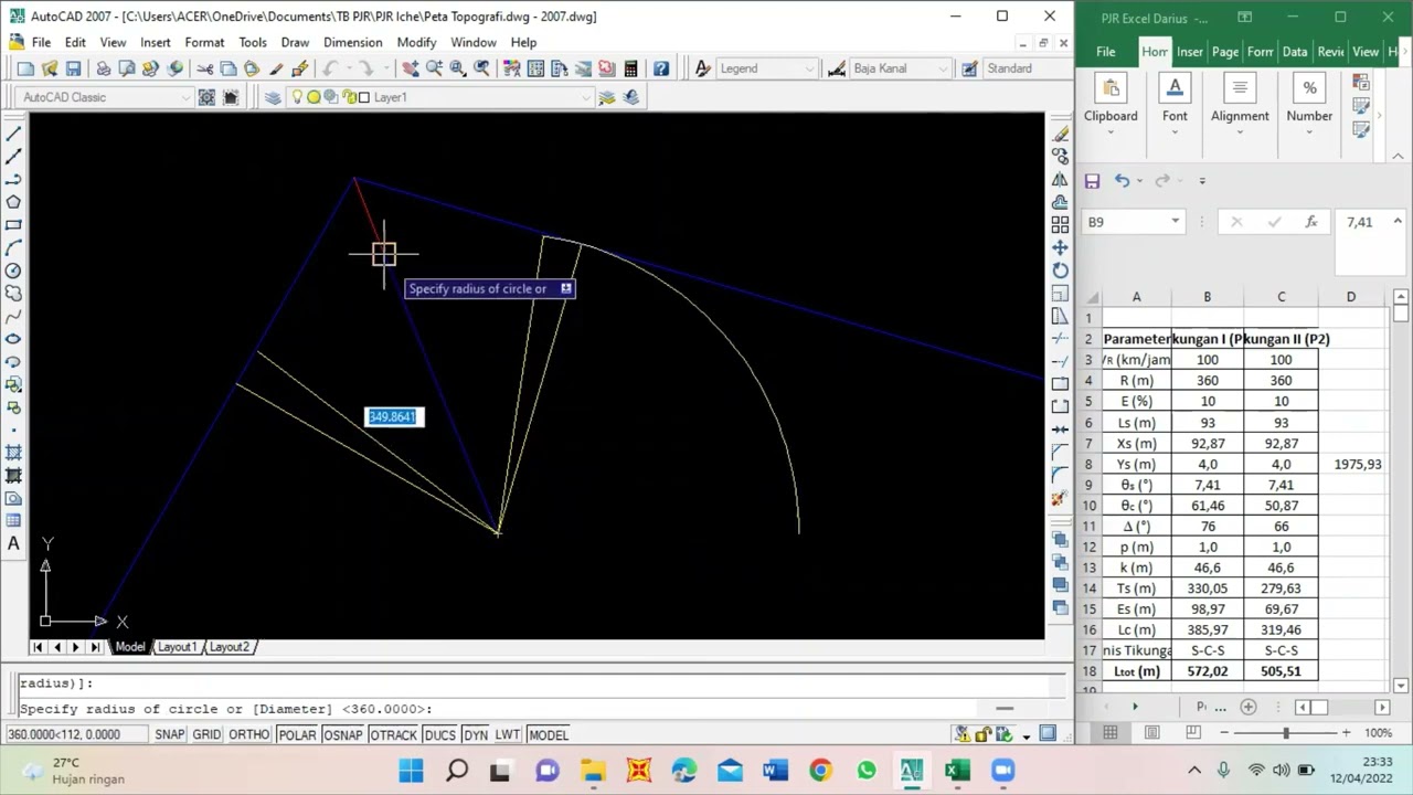 Cara Membuat Garis Tikungan (Lengkung Spiral_Circle_Spiral) di Autocad_PJR Simple & Mudah