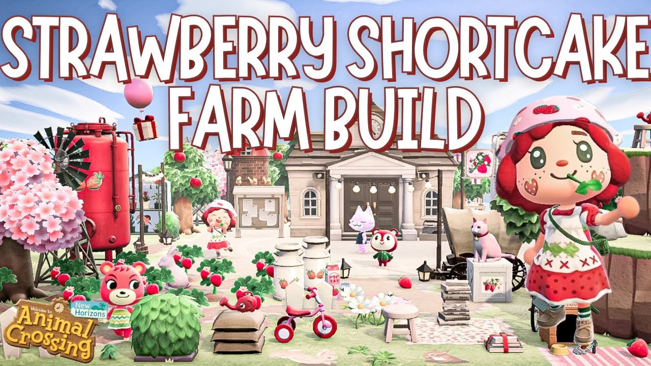 Strawberry farm at the plaza! Strawbie Shortcake themed island ACNH | Animal Crossing New Horizons