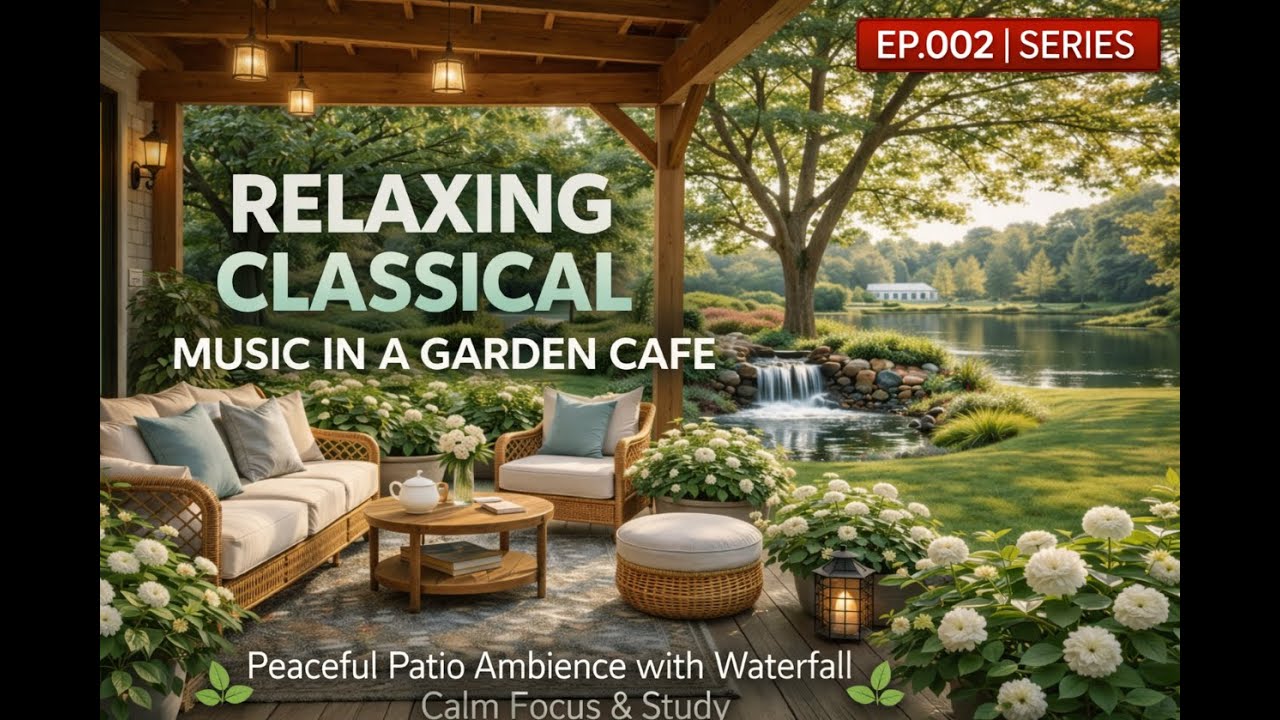 🌿 Relaxing Classical Music in a Garden Café No ads | Peaceful Patio Ambience | Calm Focus & Study 🌿