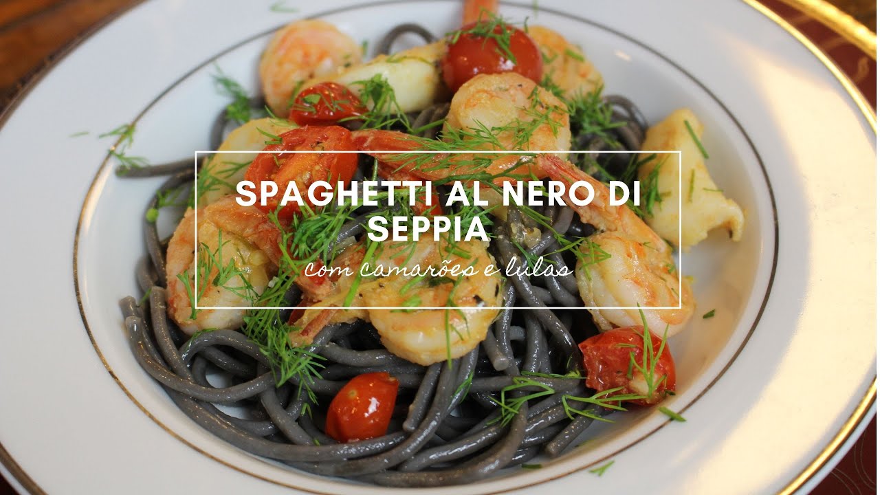 Spaghetti Al Nero di Seppia com camarões e lulas - Arno van Enck