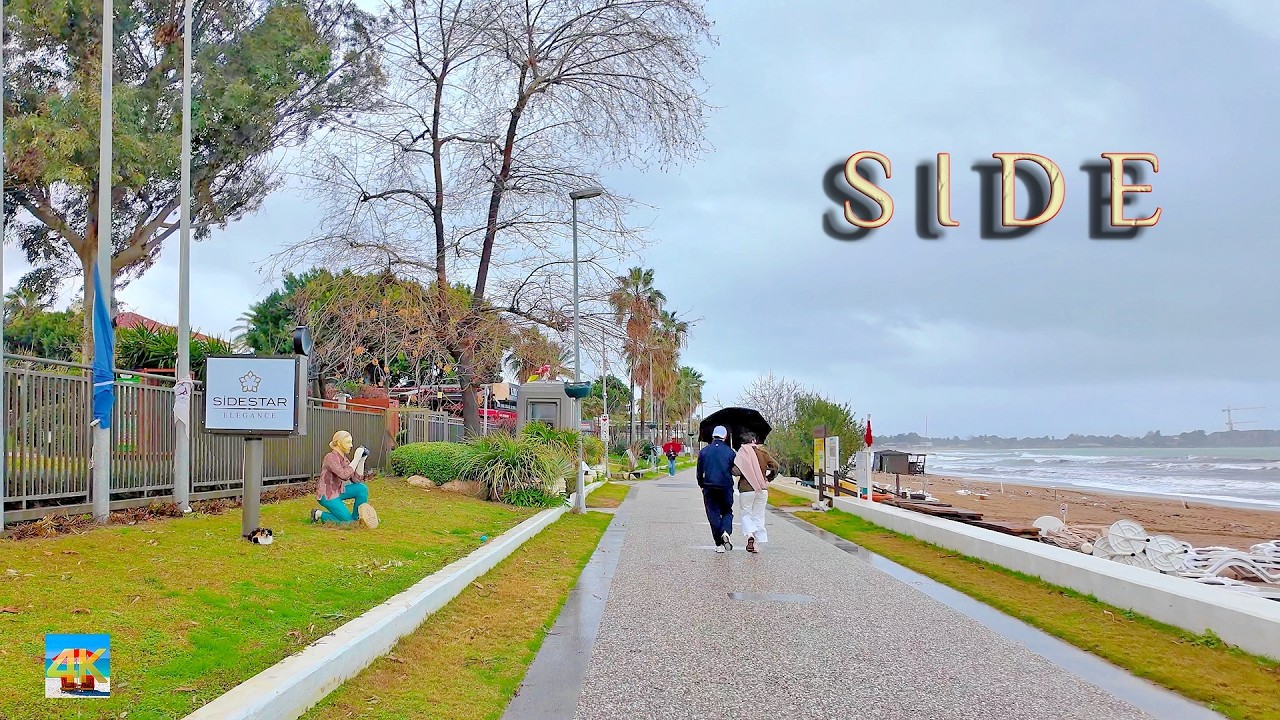 SIDE ⚓️ Winter 4K Hotels Promenade Antalya region Türkiye #Turkey Walking tour on the beach