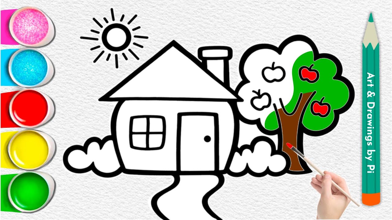Милые раскраски с домиком и деревом 🏡🌳🎨 | Расслабляющее и увлекательное занятие для детей
