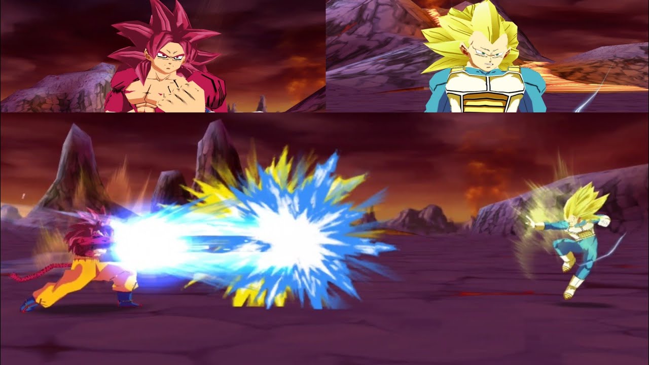 Goku SSJ4 (DAIMA) VS Vegeta SSJ3 (DAIMA) | DBZ Shin Budokai 2 Mod
