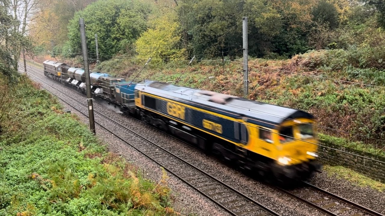 GBRf 66713 speeds past Foxash on 3S60