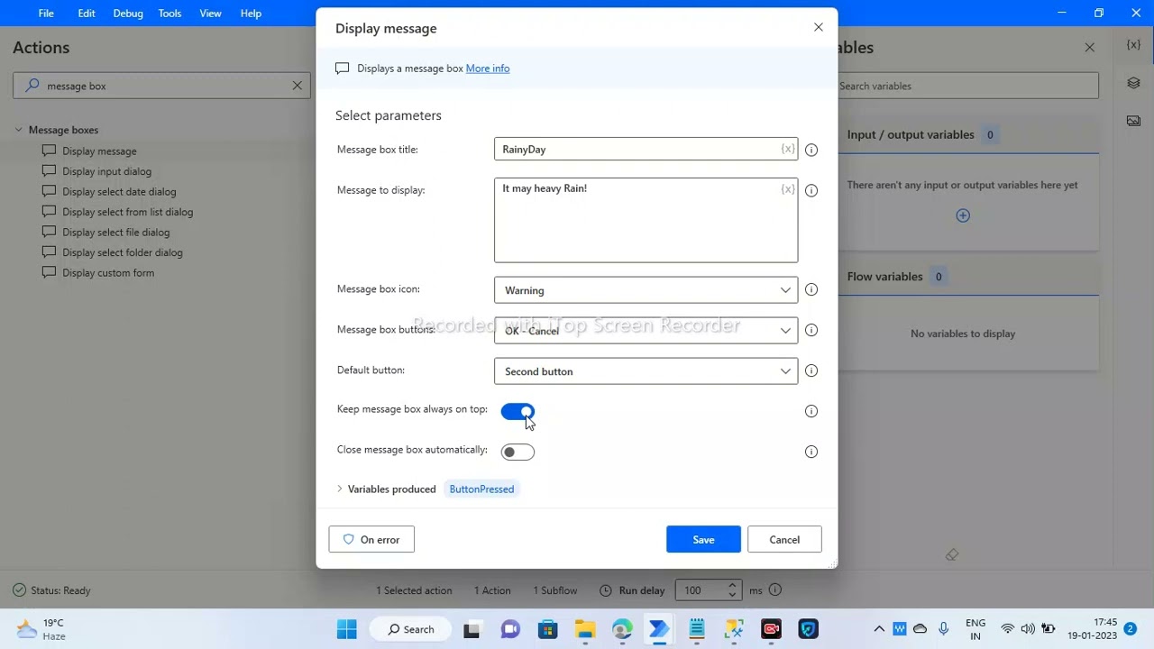 Power Automate Desktop:All Features of Display Message Boxe