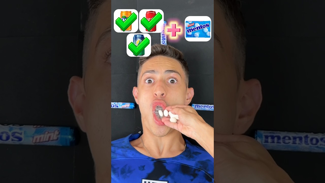 Misturei todos os refrigerantes e mentos na boca?!😱 #shorts #challenge