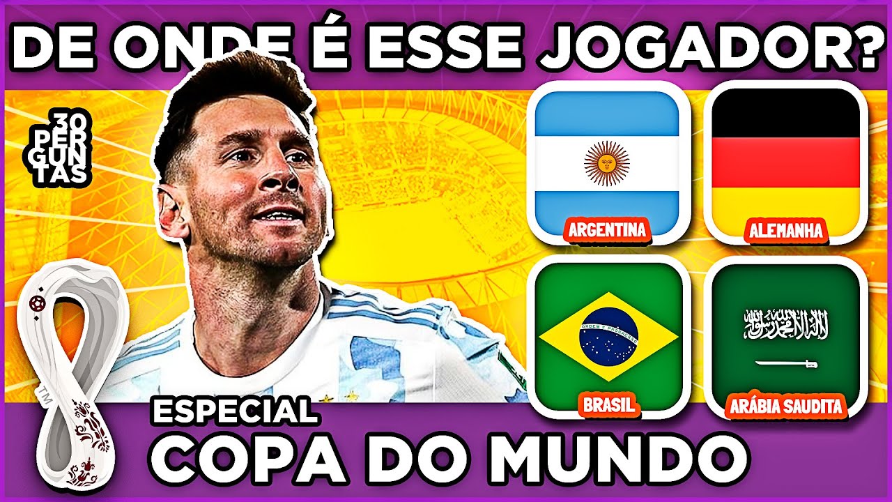 🙋‍♂️🌎 DESCUBRA O PAÍS DA COPA PELO JOGADOR ⚽🟩🟨Especial Copa do Mundo | jogo das perguntas