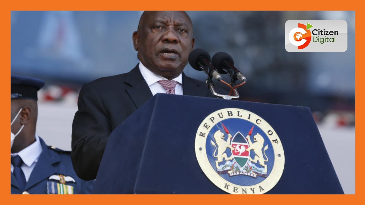 South African President Cyril Ramaphosa arrives at State House
