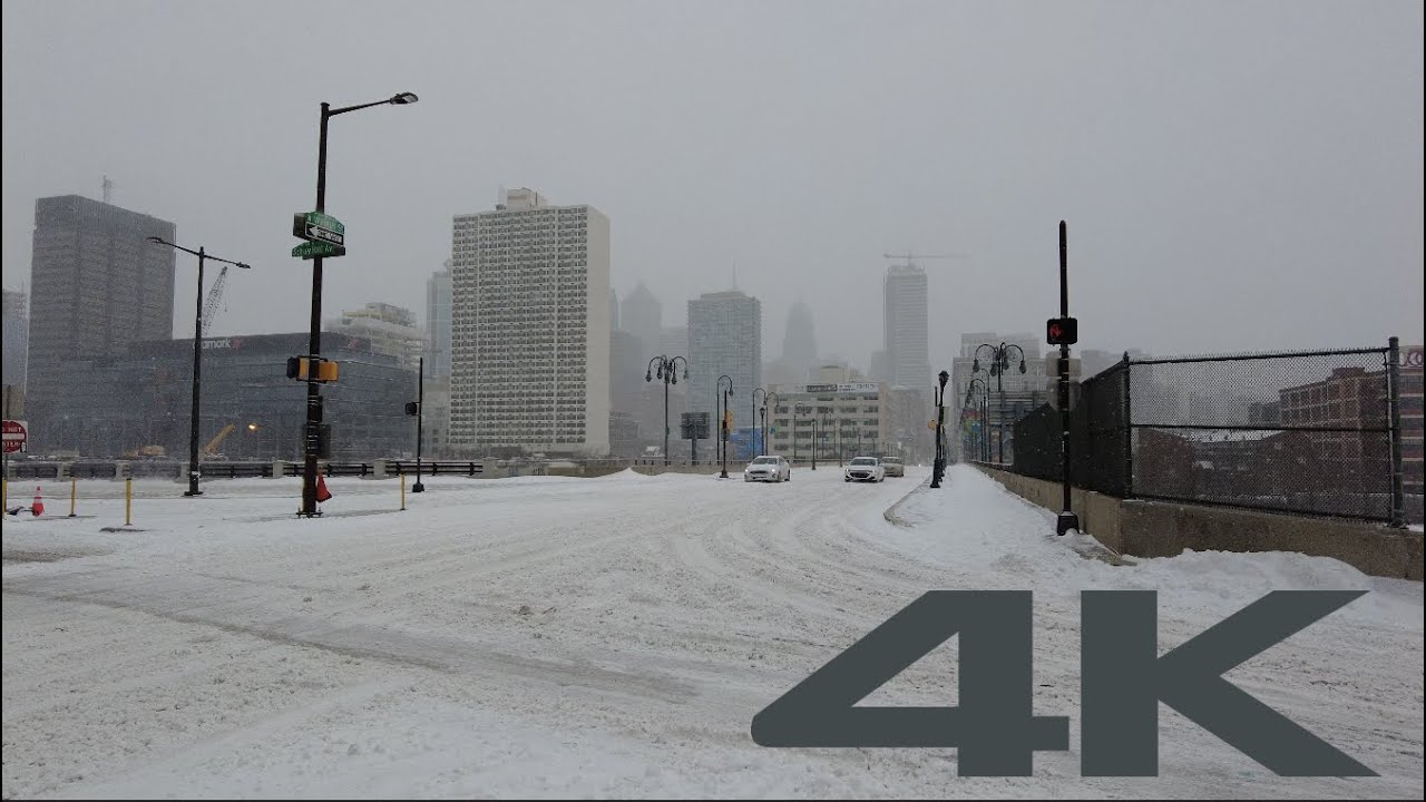 [4K] - University City walk on a snowy Saturday morning - winter storm Izzy