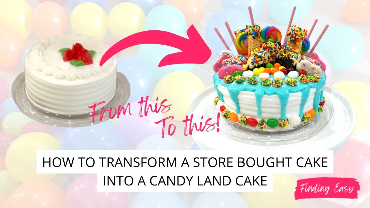 Turn a store bought cake into a Candy Land birthday drip cake
